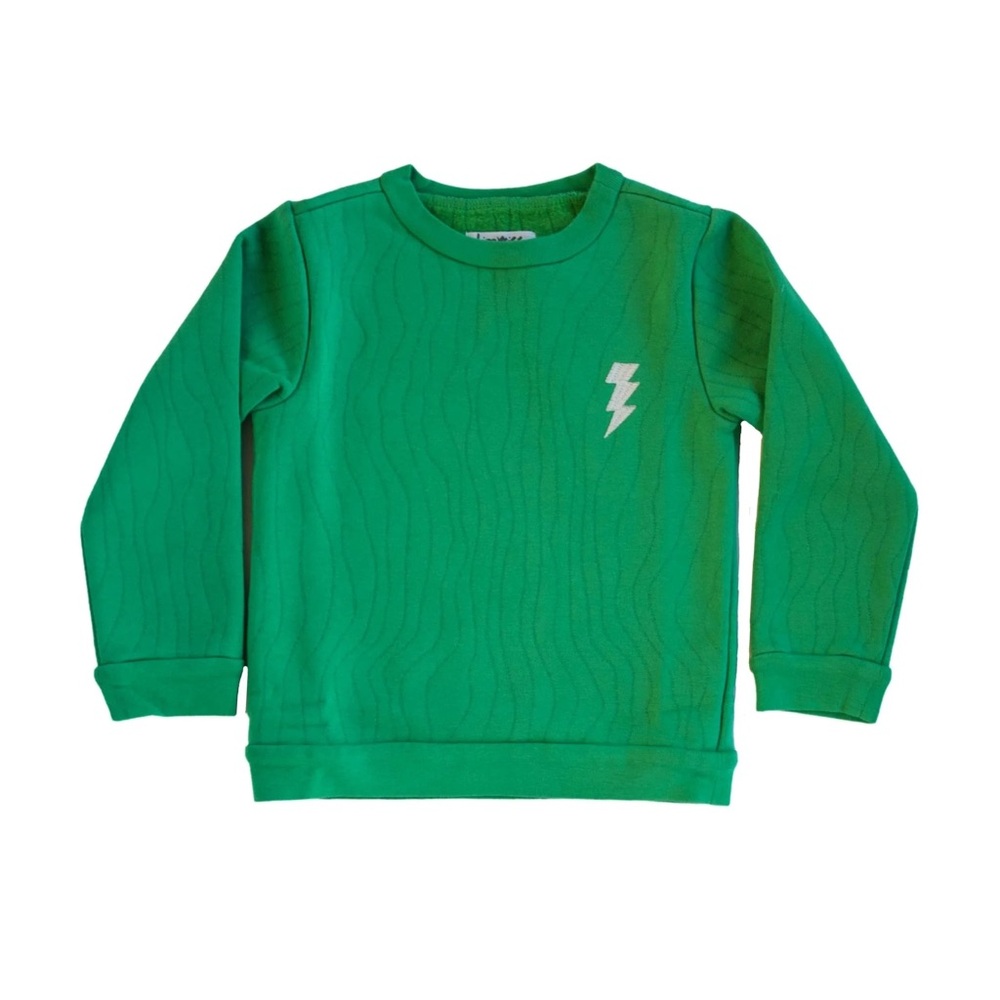 Kids Unisex Embroidered Bolt Sweatshirt- Lucky Green
